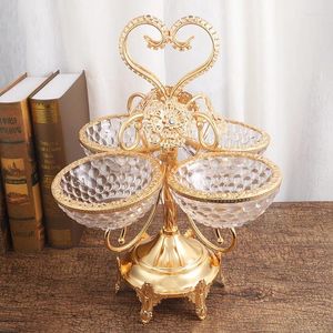 Assiettes European Glass Fruit Assiette créative Candy Dish salon ornements Table basse de luxe haut de gamme pâtisserie multicouche