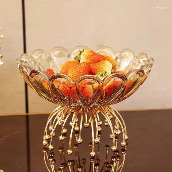 Assiettes de fruits de luxe légères européennes, salon créatif, Table à thé, verre séché à pieds hauts