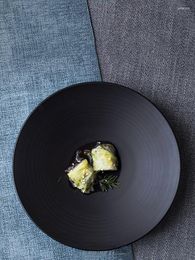 Assiettes à dîner en céramique de style européen, El Western Restaurant Dessert Steak maison créative glaçage noir mat vaisselle