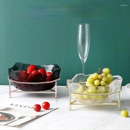 Teller im europäischen Stil, Glas, Obstteller, Metallhalterung, Wohnzimmer, Couchtisch, Snack, modernes Zuhause, Süßigkeitentopf, kreative Ablage