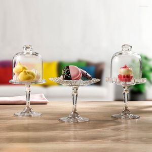 Borden Europese stijl transparant glazen dessertlade gebakplaat Home Tall Fruit Cake met dekselstand CN (oorsprong)