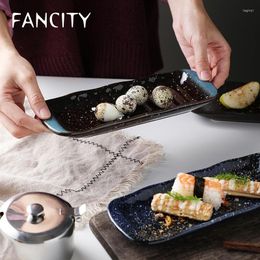 Assiettes FANCITY Rectangulaires Bandes Maison Creative Snack Sushi Restaurant Céramique