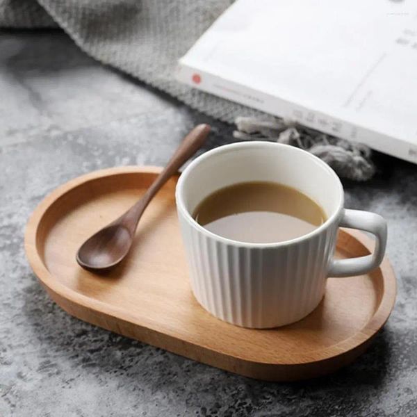 Plateau de service en bois pour café et lait, assiettes d'alimentation de forme ovale, gain de place, empilable, plateau à Dessert en bois pour Sushi, vaisselle