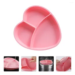 Assiettes couverts bol à succion plats d'alimentation pour bébé grille divisée vaisselle rose compartiment en forme de coeur infantile