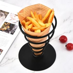 Assiettes frites support pas facile à rouiller multi-usages cône de fer Snack affichage porte-apéritif frit