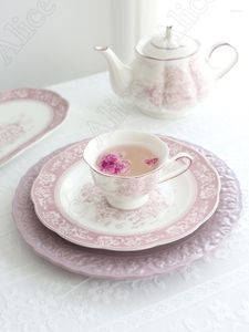Assiettes et bols en céramique violet français Neverland, Vintage, pâtes en Relief, bol de riz, plateau de service, vaisselle nordique pour la maison