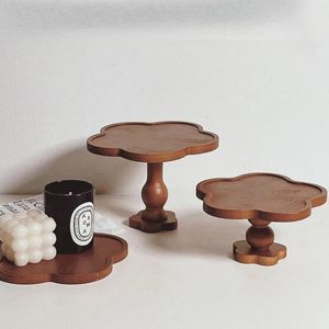 Assiettes françaises en dentelle vintage plaque en bois haut de pied plateau de pied haut de bougie Décoration de la maison