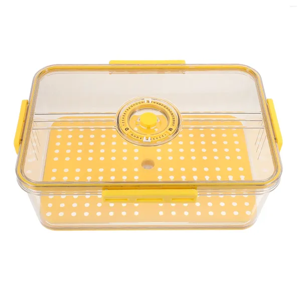 Caja de almacenamiento para frigorífico, caja para pan, cocina, tostadas reutilizables con plato de drenaje y tapa hermética