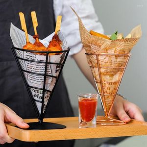 Assiettes Frites Poulet Frites Rack Cône En Acier Inoxydable Snack Bar Restaurant Vaisselle Créative