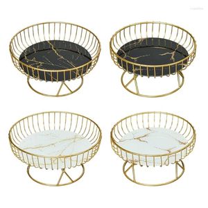 Assiettes Corbeille à fruits ronde Bol à fruits en fer Support à fruits en fer Maison Creative-Snack-Bread Storage Drain Basket Table Snack-Tray Use