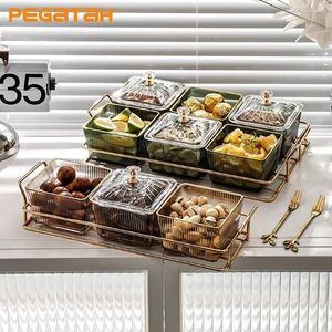 Assiettes Fruit Dessert Partition Se joint Platter léger Luxury Salon Candy Snack Rangement Boîte de rangement Noix Plat de service