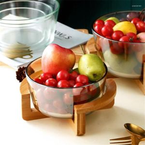 Borden fruitplaat glazen slakkom houten lade Noordse stijl snackcontainer