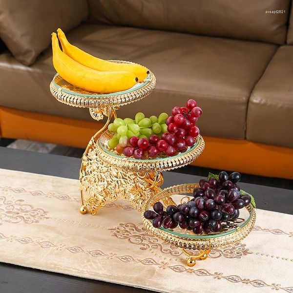 Assiettes assiettes à fruits, fer Art verre trempé ménage créatif salon Table à thé mariage lumière européenne luxe