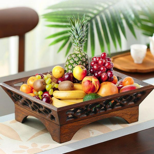 Assiettes plateau de fruits en bois Style chinois salon créatif rétro Table basse en bois massif salle à manger Simple sec