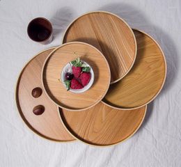 Borden Volledig tafelgerei van hele houten fruitbroodplaat Burlywood houten diner pallet zwart en rood eenvoudige ontwerpsets 2023