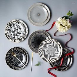Assiettes Design géométrique assiette de repas ouest porcelaine cuisine dîner plateau en céramique plat à salade 6/8/10 pouces 1 pièces