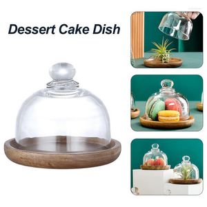 Platos de cristal para tartas, cubierta de cúpula, plato redondo acrílico creativo, a prueba de polvo, campana, bandeja de almacenamiento para postres