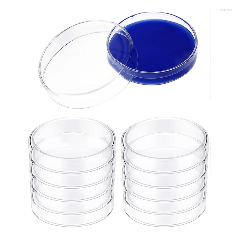 Plates Glass Petri Dish Set Borosilicate Lab Transparent Tissue Culture With Lid (10 Pieces)