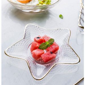 Assiettes en verre, vaisselle de Style nordique, incrustation en or, bols à salade, mignon décoratif océan conque plateau plat pour fruits et légumes