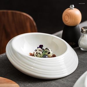 Assiettes Beau Irrégulier Créatif Conservation de la Chaleur Bouche Oblique Plats Froids Occidentaux Français Dim Sum Salade Simple