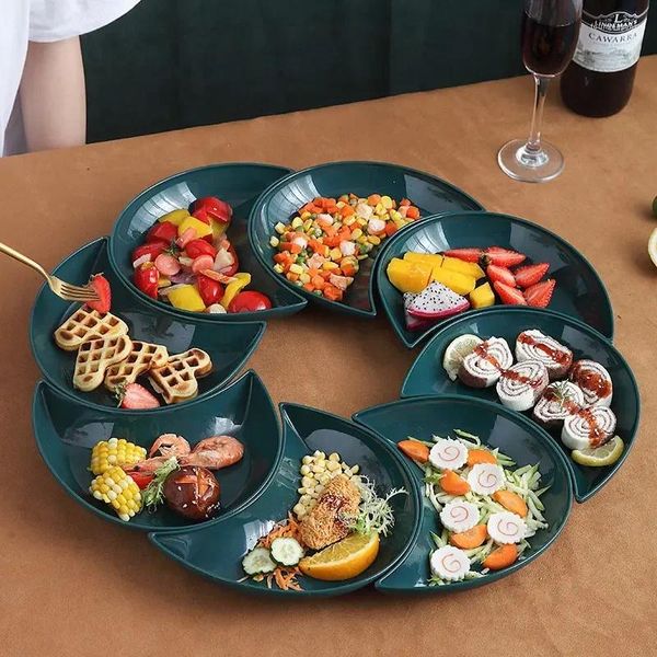 Platos de grado PP con forma de luna, juego de 8 Uds. Para cena, accesorios de cocina Gourmet, platos combinados de frutas y dulces