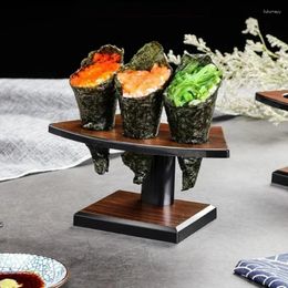 Assiettes Grain Plastique Placier Plaque de sushi Plaque à main Ice-roll Stands Dim Sm Snat Cake Cake Snack Plays Affichage