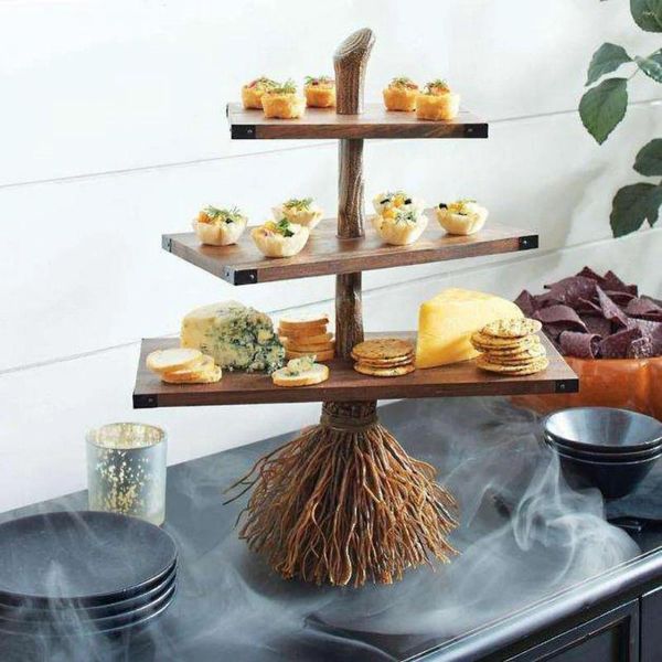Assiettes Halloween Résine Broom Root Root Table Snack Rack Cake Stand Dessert Fruit Party Afficher support 2024