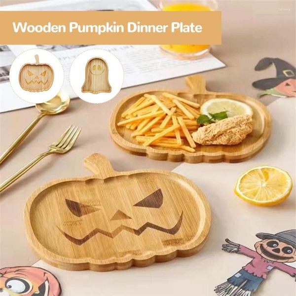 Platos Halloween Bandeja de calabaza de madera Decorativa de Acción de Gracias para mostrador de cocina y porción