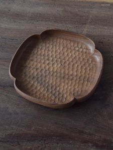 Borden Handgemaakte cakebord Hele houten huishouden Snack Small Dish Creative Serving Trade Ins Black Walnut Saucer Square 15 cm