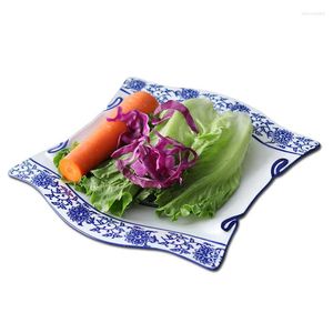 Borden met de hand geschilderd blauw en wit creatief keramisch bord fruitsalade diner huis el restaurant onregelmatig decoratie servies