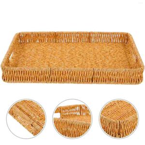 Borden handgeweven rattan serveermand met handgrepen decoratieve lade-organisator