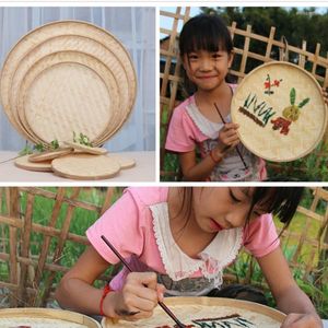 Borden handgemaakt weven bamboe zeef vlot ronde dumpan diy decoratieve fruitbrood mand keuken opslag aankomst