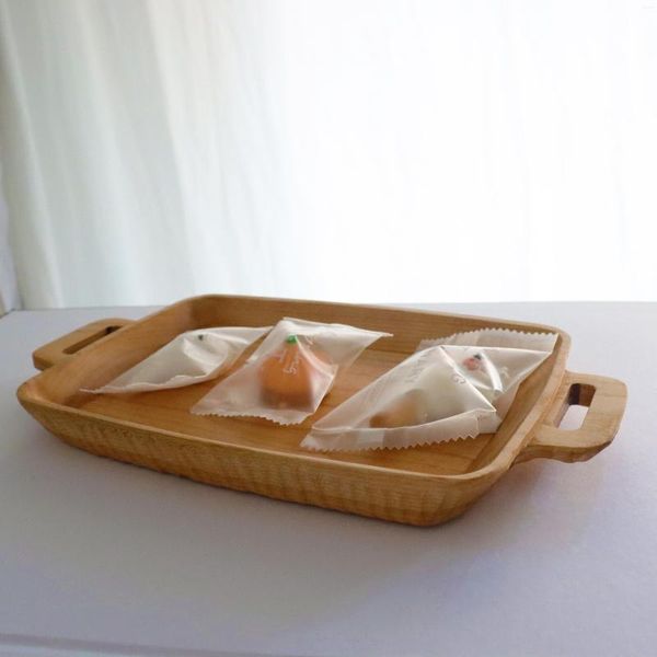 Platos hechos a mano bandeja de madera para servir postre plato Vintage soporte para desayuno té de la tarde organizador plato decoración de mesa para el hogar