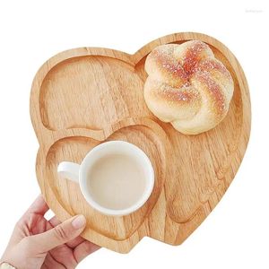 Platos Heart Serving Bandeja de queso ensalada Decoración del plato de pastel para tablas de corte con forma de pan de madera