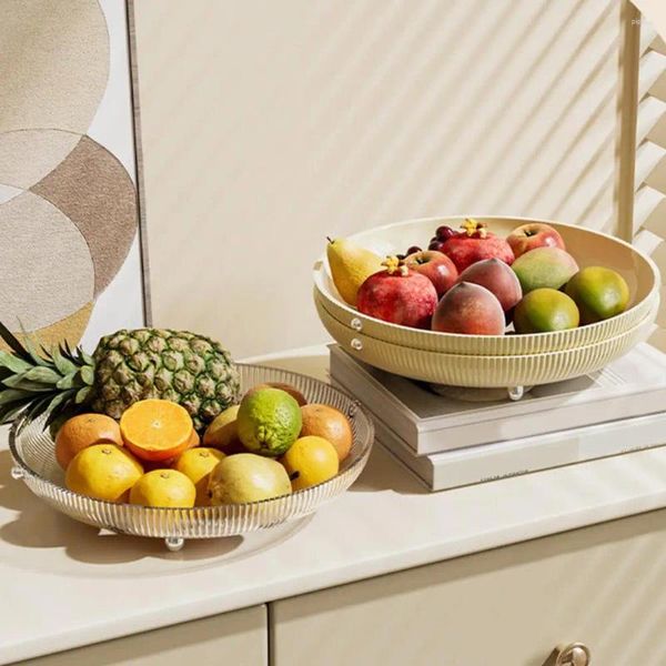 Platos Plato para servir frutas de alta calidad, plato transparente de lujo ligero elegante con diseño con abertura, pies galvanizados para habitación