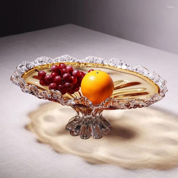 Assiettes à la maison Plateau de haute qualité pour décoration légère luxe Creative Fruit Plate de fruits en cristal moderne Candy Candy El Ornements