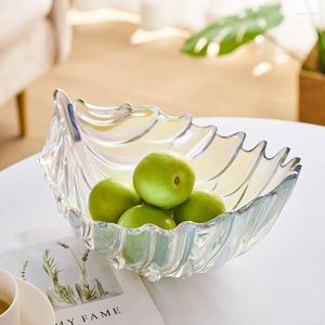 Assiettes à domicile Rangement de fruits séchés Snack Snack Creative Crystal Glass Feuilles de la table basse du salon Décoration