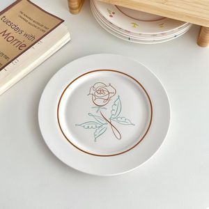 Assiettes en porcelaine de poterie à vent INS faites maison, jolie fille sud-coréenne, gâteau peint à la main, Dessert, fruits du petit déjeuner