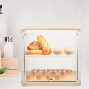 Assiettes pain ménage poubelle contenant du contenu transparent support de cuisine de cuisine contenant en plastique Conteneurs en plastique