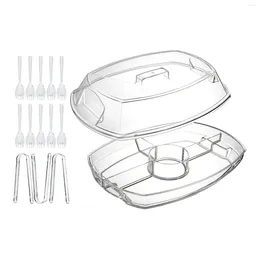 Assiettes Ice Condiment Server Caddy Set 4 sections Sturdy Clear Garnish Tray