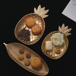 Plaques Ins Wood Tray Gold Pineapple Forme Forme de Souregement Bijoux Palette Fruit Snack Plat Table Organisateur de stockage Décoration