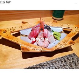 Assiettes IRRÉGULAIRE Céramique Plaque Sashimi Sashi Snack Pays Dim Sum Affaire Bowl Fruit Bowl Cake Pan Varelle de table