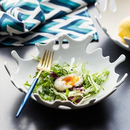 Assiettes assiette en céramique irrégulière couleur blanche bol de corail créatif 10 pouces collation simplicité fournitures de cuisine vaisselle de ménage