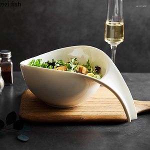 Borden Onregelmatige Vorm Keramische Groente Salade Plaat Keuken Ramen Noodle Bowls Soepbak Effen Kleur Bestek Kom Serveren