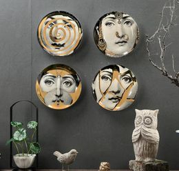 Platos Diosa italiana cara dorada decoración de arte de cerámica plato colgante sala de estar comedor pared