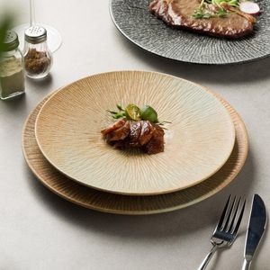 Borden Japans Keramisch Servies Creatief Relief Westerse Plaat Platte Huishoudelijke Schotel Steak Diner Restaurant Set