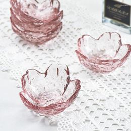 Assiettes de couleur japonaise Verre Cherry Blossom Creative Pink Momening Assaising Fipping Soja Sauce Table Vide