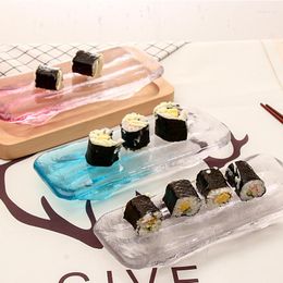 Assiettes Cuisine Japonaise Verre Transparent Vaisselle Rectangulaire Sushi Sashimi Plateau Sauce Soja Plat Créatif