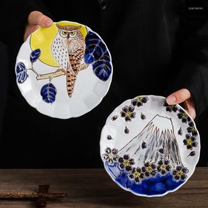 Borden Japans bloemvormig bord Handgeschilderd Huishouden Servies Creatief Restaurant Keramiek Dim Sum Persoonlijkheid Retro