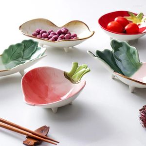 Platos Tazones de frutas japoneses Plato encantador Forma vegetal Tazón de cerámica Platos para ensaladas Platos para postres Plato para sopa Vajilla
